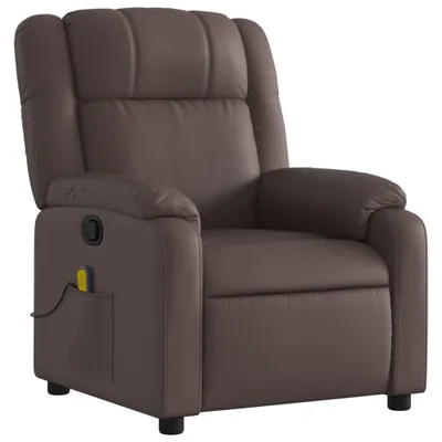 Image de vidaXL Fauteuil de massage brun similicuir