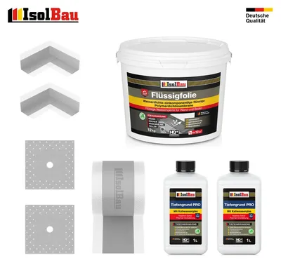 Dichtset Flüssigfolie 12kg Dusche Bad Dichtband Dichtfolie Tiefengrund Dichtecke