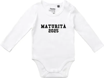 Produktbild von Huuraa Baby Body Maturità 2025 Abschluss Italien 68 White  Baumwolle Fairtrade Langarmbody Geschenkidee