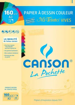 Produktbild von CANSON Künstlerpapier Mi Teintes DIN A3 leuchtende Farben 8 Blatt