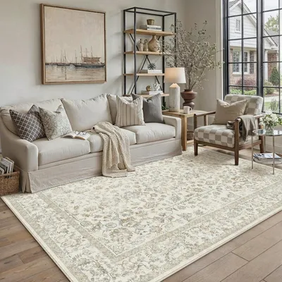 Zdjęcie produktu dla Dywan do salonu, 160x230 cm, możliwość prania, krótki włos, kolor beżowy, prostokątny
