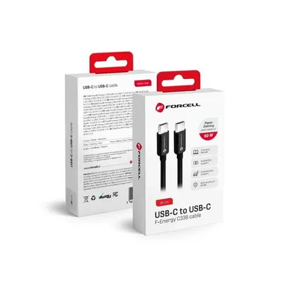 Produktbild von FORCELL Kabel Typ C auf Typ C QC4.0 3A/20V PD60W C338 25cm schwarz