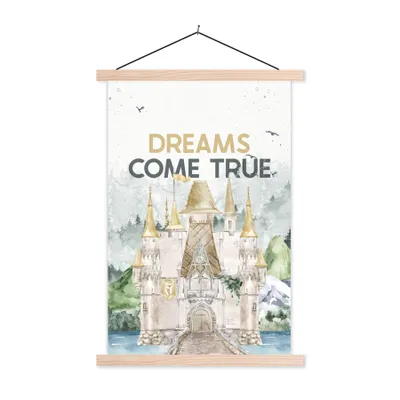 Produktbild von MuchoWow® Textilposter Sprichwörter - Träume werden wahr - Zitate - Kinder - Baby 40x60 cm mit holzfarbenen Rahmen - Poster