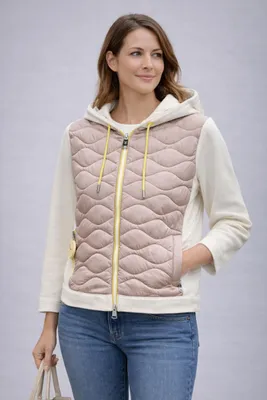 Produktbild von Gesteppte Jacke mit weichen Ärmeln, Kapuze, Reißverschlusstaschen, leicht wattiert, sportlich-lässig