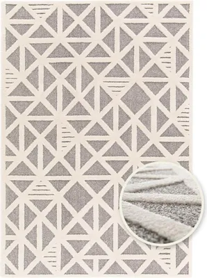 Produktbild von Primaflor Teppich COSMO - Geo - Grau Weiß - 160x230cm - 3D Wohnteppich in Hoch-Tief-Optik - Kuscheliger Vintage Läufer für Wohnzimmer, Schlafzimmer & Flur