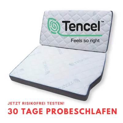 Produktbild von Matratze für VW T5 T6 T6.1 California 8x115x195 cm Schlafauflage, Viscoschaum H2 Klappmatratze, Lyocell® Bezug, klebstofffrei
