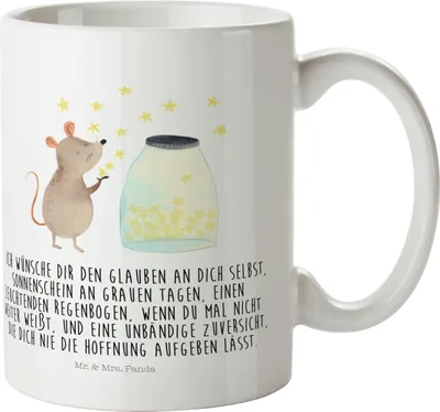 Produktbild von Mr. & Mrs. Panda Plastikbecher Maus Sterne - Weiß - Geschenk, Mehrwegbecher, Geburt, Camping Tasse, Pott, Lustige Sprüche, Träume, Haferl, Schwangerschaft, Geburtstag