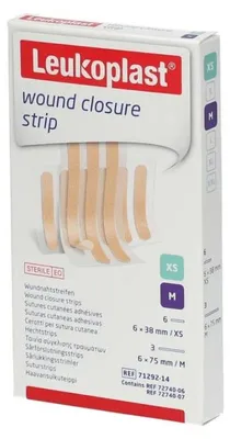 Immagine prodotto di Striscia di chiusura per ferite Leukoplast Strisce di sutura sterili per la chiusura sicura della pelle, 9 strisce