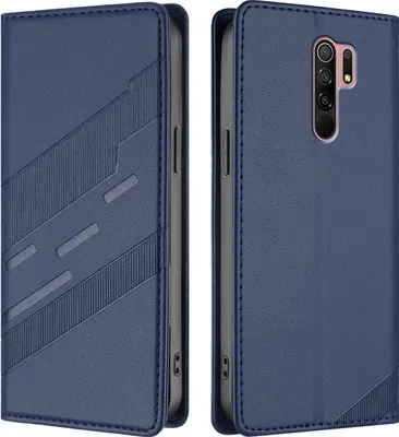 Image de Etui pour Xiaomi Redmi 9, étui portefeuille en cuirPolyuréthaneavec fente pour cartes et fonction stand Blau