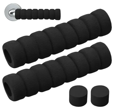 Image de Lot de 2 protections pour poignées de porte, dispositifs de sécurité pour poignées de porte, protections murales pour poignées de porte, housses en mousse pour poignées, butées antistatiques pour poignées de porte, butées élastiques pour poignées de porte, housses de sécurité pour poignées de porte (noir)