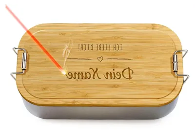 Produktbild von Brotdose mit individueller Gravur - Ich liebe dich - mit Namen personalisieren - Geschenk für Familie, Freunde, Geburtstag, Schule, Camping - Lunchbox, Holzdeckel, BPA-frei, 600 ml