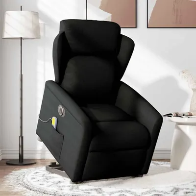 Produktbild von vidaXL Elektrischer Massagesessel mit Aufstehhilfe Schwarz Stoff