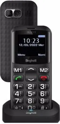 Zdjęcie produktu dla Beghelli SLV11 Czarny telefon Dual SIM dla osób starszych z przyciskiem SOS i szybkim wybieraniem numerów