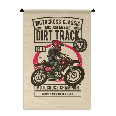 Produktbild von MuchoWow® Wandteppich Wandbehang Motocross - Mann - Kleidung - Retro 90x135 cm Tapisserie Dekoration Wandtuch - Baumwolle - Wandskulptur