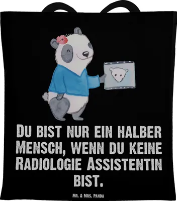 Produktbild von Mr. & Mrs. Panda Tote Bag Radiologie Assistentin Herz - Schwarz - Geschenk, Schultasche, Shopping Tasche, canvas, Stoffbeutel, Laptoptasche