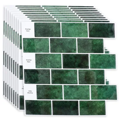 Immagine prodotto di Set di 10 adesivi 3D per piastrelle - Verde scuro