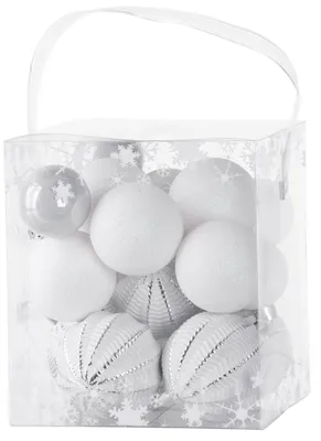 Imagen del producto de Bolas de Navidad MagicHome Navidad, 31 uds., mezcla blanca y plateada, para árbol, 6-3 cm