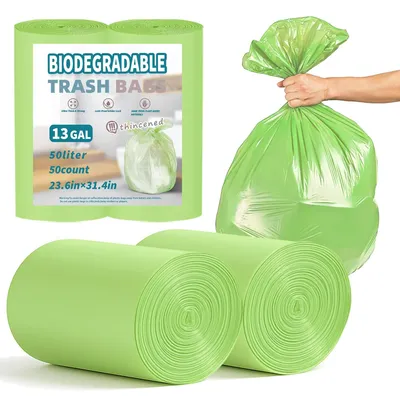 Obrázek produktu pro Pytle na odpad 50 litrů, odolné proti protržení a bez zápachu, 50 kusů, kompostovatelné, vhodné do kuchyně