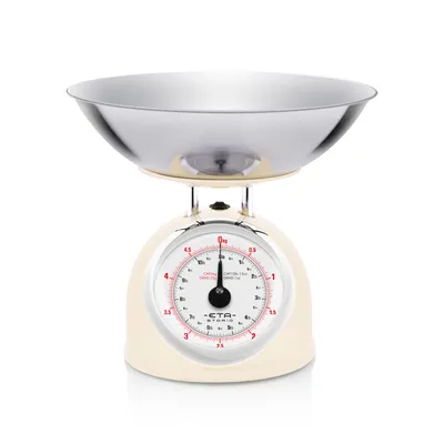 Image de ETA Balance de cuisine STORIO ETA577790040 Retro beige, analogique", (2 pièces), design tout en métal avec une clé en acier inoxydable, jusqu'à 5 kg