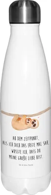 Produktbild von Mr. & Mrs. Panda Trinkflasche Faultier Kind - Weiß - Geschenk, Baby, thermosflaschen, Kinder, Mama, Wasserflasche, Liebe, Teeflasche, Thermos, trinkflaschen