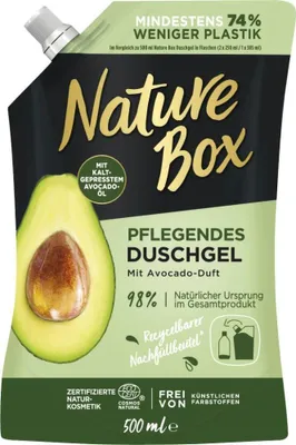 Produktbild von Nature Box Duschgel Avocado Duft 500ml Nachfüllbeutel