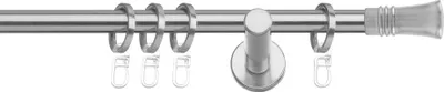 Produktbild von SN Deco Gardinenstange Lyon, 19 mm, 1-läufig, Stahl, Komplett-Set mit Ringen, Auflageträger, 400 cm, edelstahl optik