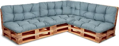 Produktbild von Best Wool rückenlehne für palettenkissen set, wetterfestes europaletten polster mit Polyurethanflockfüllung – hellblau 3×120x40, 3×120x80, 60x40, 40x40 cm