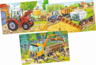 Produktbild von goki Puzzle Box "Fahrzeuge" 3 verschiedene Puzzle mit jeweils 24 Teilen