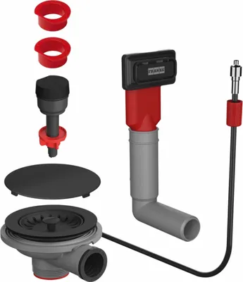 A collection of plumbing parts for a sink drain.