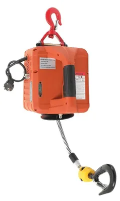 Obrázok produktu pre Elektrický navijak – žeriavový navijak – prenosný – 1500 W – diaľkové ovládanie – nosnosť 500 kg – systém s hákom a kladkostrojom