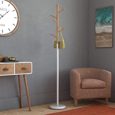 Produktbild von Famanu Kleiderständer Stabil und Multifunktional - Weiß und Holz