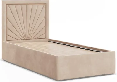 Produktbild von Polsterbett 90x200 VASTO ohne Bettkasten mit Holzlattenrost, Einzelbett mit Kopfteil Beige