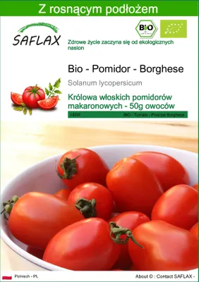 Zdjęcie produktu dla SAFLAX - Bio - Pomidor - Borghese - 10 Nasiona - Z podłożem uprawowym wolnym od zarazków - Solanum lycopersicum