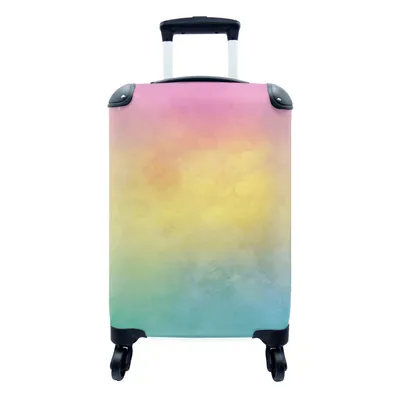 Produktbild von MuchoWow® Koffer Handgepäck Trolley Rollkoffer Kleine Reisekoffer mit 4 Rollen - Aquarell - Abstrakt - Regenbogen - Cabin Size < 55x40x23 cm & 55x40x20 cm - Fotokoffer - Kabinenkoffer - Boardgepäck - Reise-Box - Reisekoffer - Reisegepäck - Koffer mit Bild - Trolley für Kinder