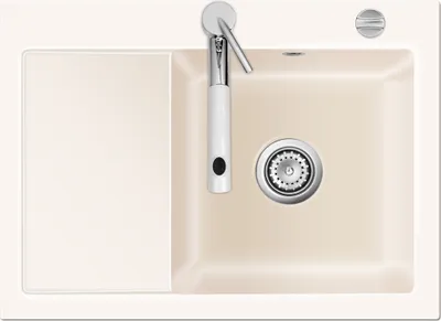 Produktbild von Auflagespüle KeraDomo MERA 70 Magnolie mit Becken rechts und Excenterbedienung