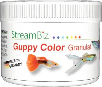 Produktbild von Aquariumfischfutter StreamBiz Guppy Granulat Color, Farbfutter 40 g