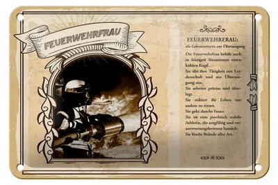 Produktbild von Blechschild Berufe 18x12cm Feuerwehrfrau Lebensretterin Not Schild