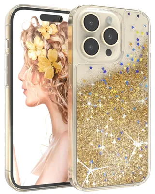 Produktbild von EAZY CASE - Glitzer Hülle kompatibel mit Apple iPhone 14 Pro Glitzer Schutzhülle, Soft Case, Backcover Transparent mit Motiv