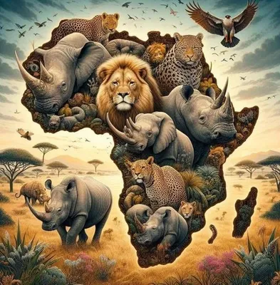 Produktbild von Diamantmosaik, Afrika, Kontinent mit Tieren, 30x40 cm, kreatives Design