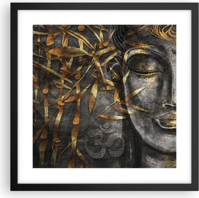 Produktbild von Gerahmtes Poster - Schwarzer Rahmen - Buddha Gold Bodhisattva - 40x40 cm - Wand Bild - Wanddeko - Wandbilder - Kunstposter - Wandposter - Bilderrahmen - Bilder - Kunstdruck - P2BAC40x40-4442