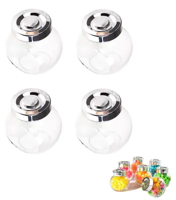 4 Gläser 50 ml, rund, transparent, mit Schraubdeckel
