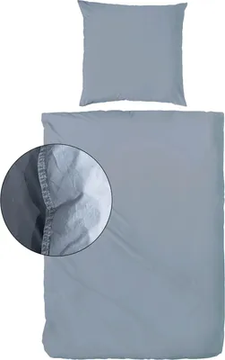 Produktbild von Hahn Haustextilien Renforce Bettwäsche stone washed denim in Stofftasche Größe 220x240 cm