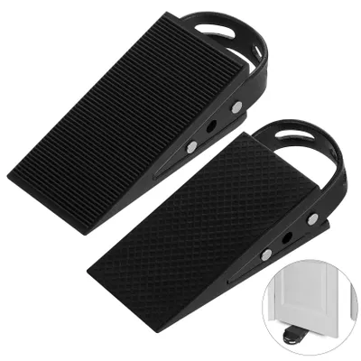 Produktbild von Zweiteiliger Türstopper aus Gummi, robuster Türstopper, doppelseitiger, rutschfester Türstopper, einbruchsicherer Türstopper mit Edelstahlgriff für Büro, Zuhause und Hotel