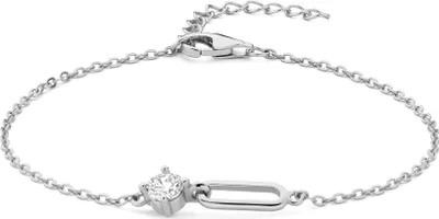 Produktbild von New Bling - 9NB-1612 - Silberarmband mit weißen Zirkoniasteinen - 15+3.5cm - Rhodiniert - 18.cm