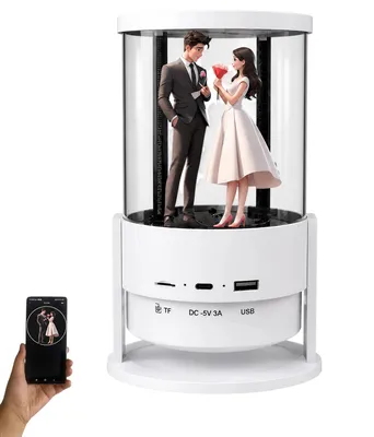 3D-Hologrammprojektor 360° mit Bluetooth-Lautsprecher, USB, App-Steuerung