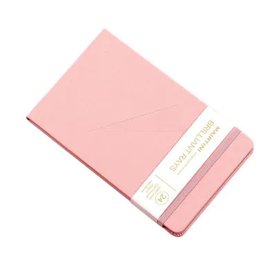 Produktbild von Mairtini Aquarellblock in Rosa –  A6 aus 100% Baumwolle – 24 Blatt, 200g/m², kaltgepresst, Kunstleder-Einband - ideal für Malen unterwegs
