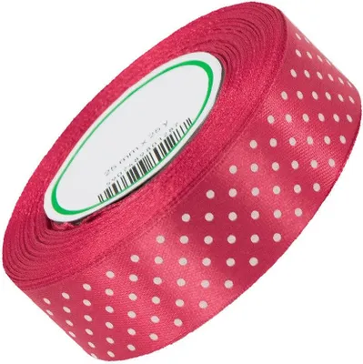 Produktbild von Gepunktetes Satinband 25mm 23m - 25 dunkel koralle