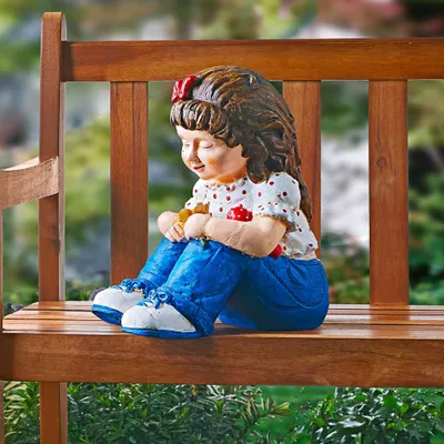 Produktbild von Dekofigur "Mädchen" 23 cm hoch, handbemalt, wetterfest, Figur für Wohnzimmer, Balkon & Garten, Gartendeko für Draußen