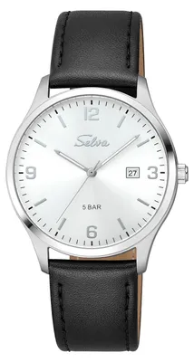 Produktbild von SELVA SELVA Quarz-Armbanduhr mit Lederband Zifferblatt schwarz Ø 39mm