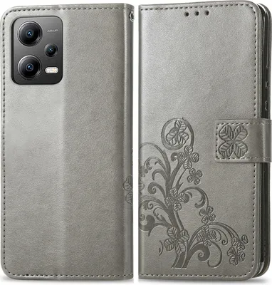 Produktbild von Mobigear Clover  POCO X5 Hülle Klapphülle Geldbörse - Grau